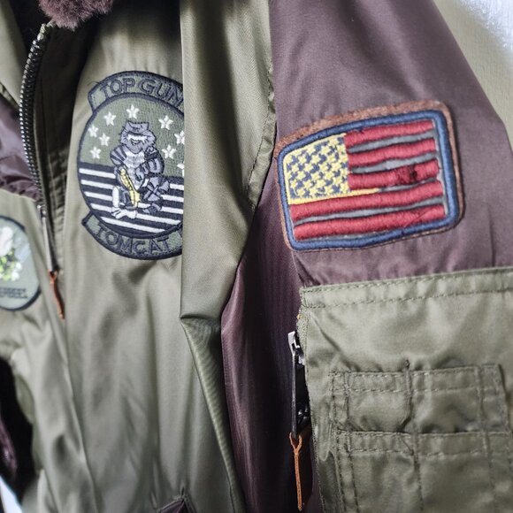 Top Gun B-15 Men's Flight Bomber Jacket with Patches Size Small - Picture 6 of 10